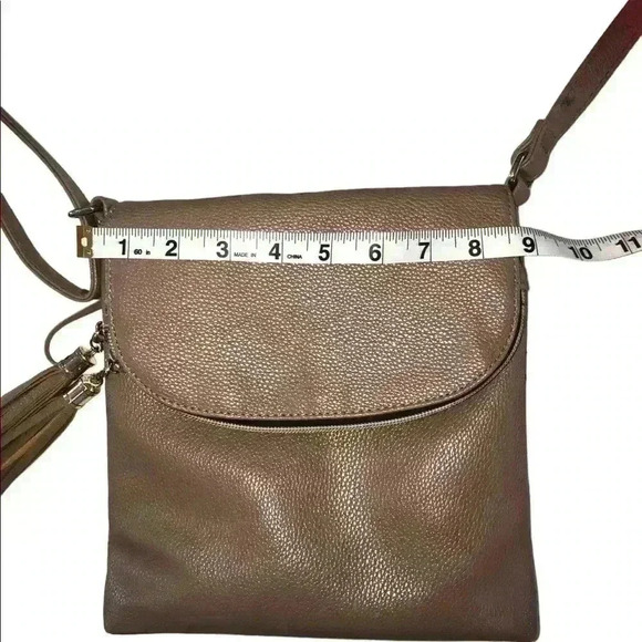 B BRENTANO Vegan Multi-Zipper Crossbody Handbag Purse with Tassel Accents - Picture 8 of 9